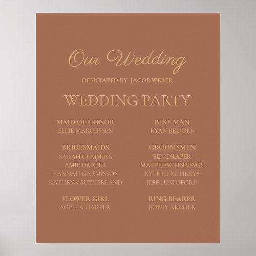 Terracotta Rust Wedding Bridal Party Poster