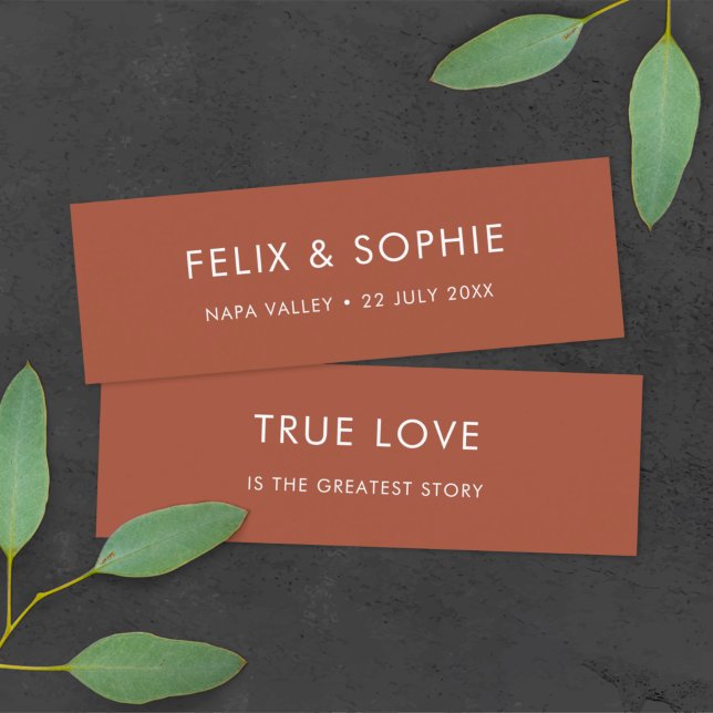 Terracotta | Rust Wedding Favor Mini Bookmark Card (Creator Uploaded)