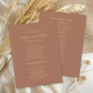 Terracotta Rust Wedding Program Bridal Party
