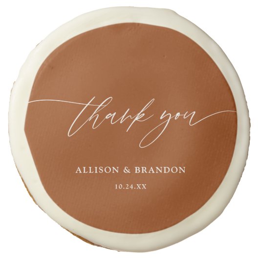 Terracotta Rust Wedding Thank You Favors Sugar Cookie (Front)