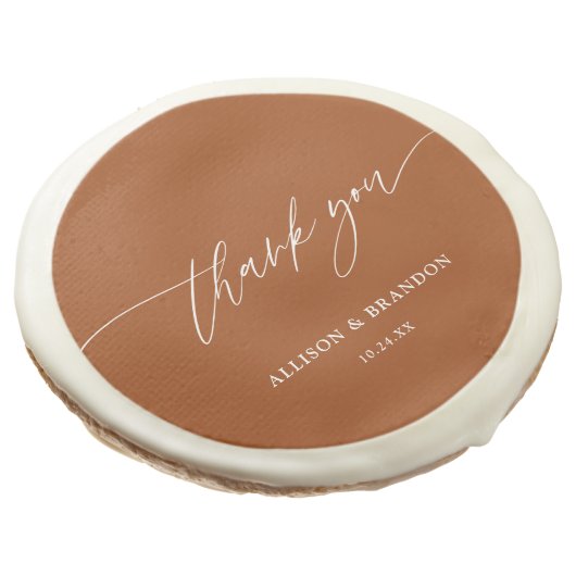 Terracotta Rust Wedding Thank You Favors Sugar Cookie (Angled)