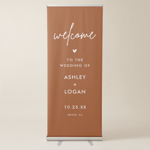 Terracotta Rust Welcome To Our Wedding Retractable Banner
