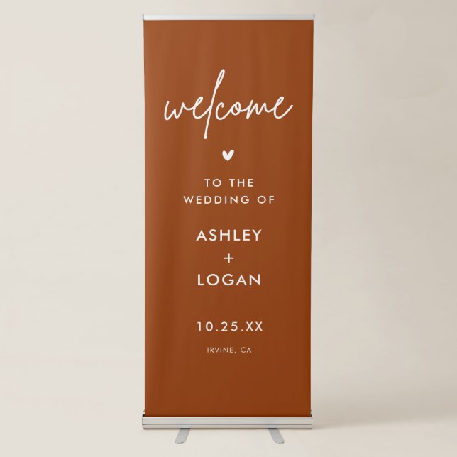 Terracotta Rust Welcome To Our Wedding Retractable Banner (Front)
