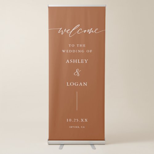 Terracotta Rust Welcome To Our Wedding Welcome Retractable Banner