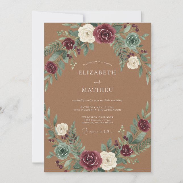 Terracotta Rustic Autumn Wedding Invitation (Front)