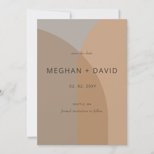 Terracotta Rustic Boho Arch Modern Wedding Save The Date (Front)