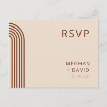 Terracotta Rustic Boho Arched Modern Wedding Invitation Postcard