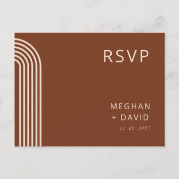 Terracotta Rustic Boho Arched Modern Wedding Invitation Postcard
