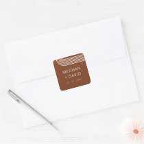 Terracotta Rustic Boho Arched Modern Wedding Square Sticker