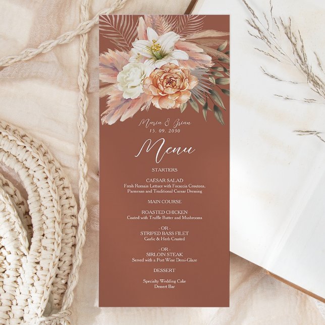 Terracotta Rustic Boho Wedding Menu (Creator Uploaded)