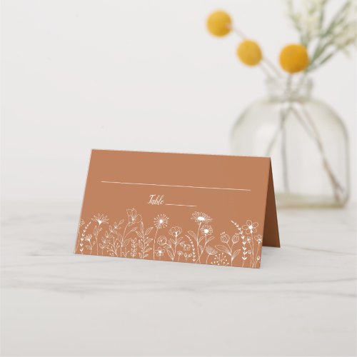 Terracotta Rustic Boho Wildflower Floral Place Car Place Card