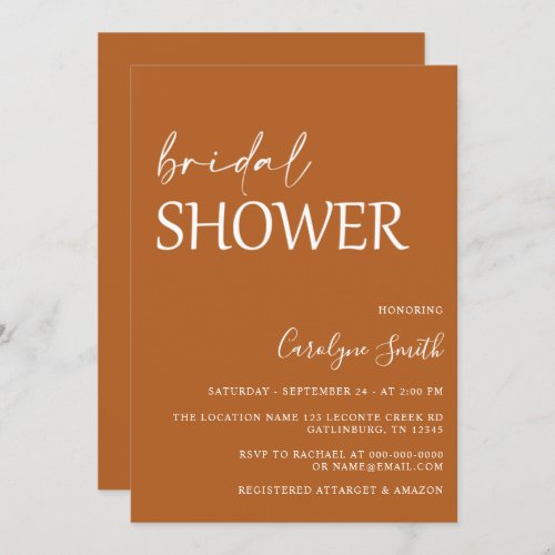 Terracotta Rustic Bridal Shower Invitation