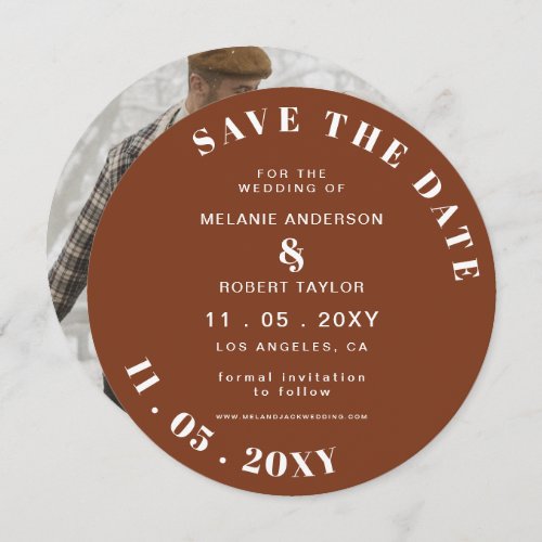 Terracotta Rustic Burnt Orange Boho Photo Save The Save The Date