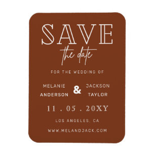 Terracotta Rustic Burnt Orange Boho Save The Date Magnet
