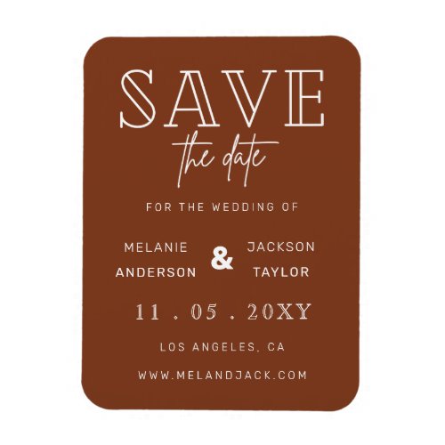 Terracotta Rustic Burnt Orange Boho  Save The Date Magnet