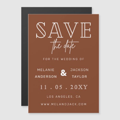 Terracotta Rustic Burnt Orange Boho Save the Date Magnetic Invitation