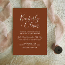 Terracotta Rustic Burnt Orange Modern Wedding Invitation