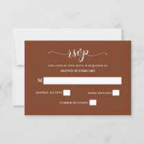 Terracotta Rustic Burnt Orange Modern Wedding RSVP Card