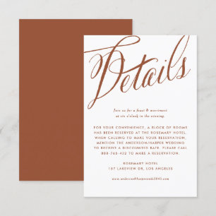 Terracotta Rustic Calligraphy Wedding Details Enclosure Card