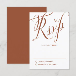 Terracotta Rustic Calligraphy Wedding RSVP Card