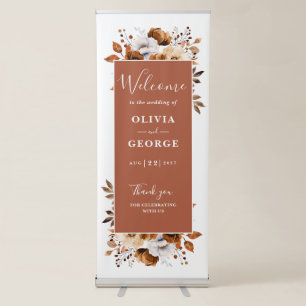 Terracotta Rustic Country Floral Wedding Welcome Retractable Banner