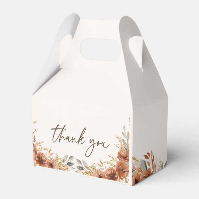 Terracotta Rustic Fall Floral Wedding Thank you  Favor Boxes (Front Side)
