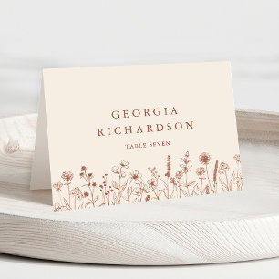 Terracotta Rustic Fall Wildflower Place Card