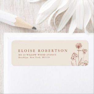 Terracotta Rustic Floral Fall Wildflower Address Label