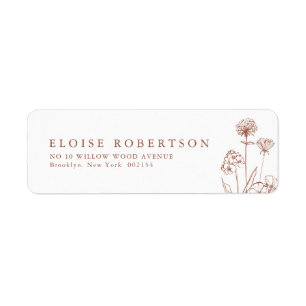 Terracotta Rustic Floral Fall Wildflower  Address Label