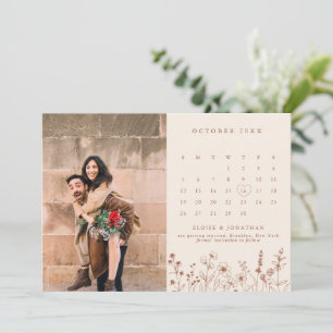 Terracotta Rustic Floral Fall Wildflower Photo Save The Date