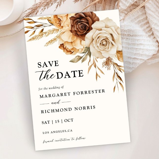 Terracotta Rustic Floral Wedding Save the Date Invitation (Creator Uploaded)