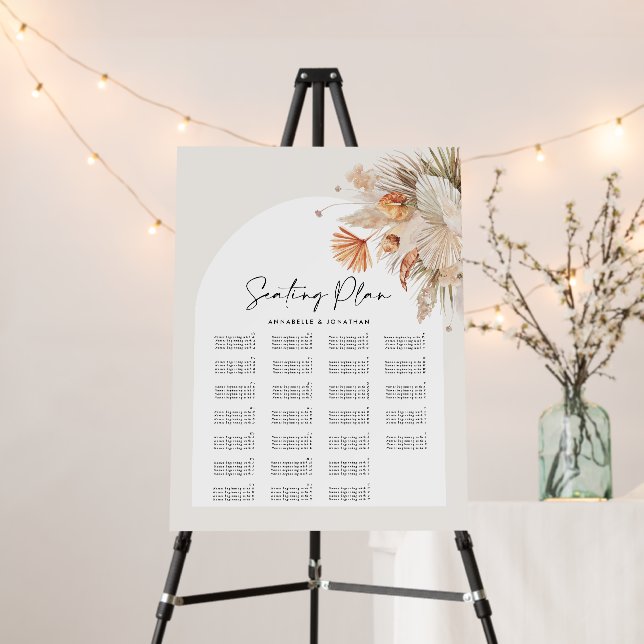 terracotta rustic foliage wedding seating plan foam board (In Situ (Stand))
