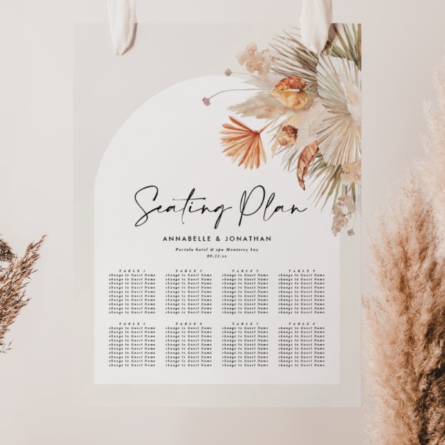 terracotta rustic foliage wedding seating plan foam board (Creator Uploaded)