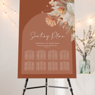 terracotta rustic foliage wedding seating plan foam board
