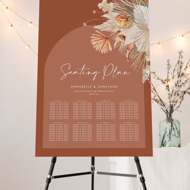 terracotta rustic foliage wedding seating plan foam board (In Situ (Stand))