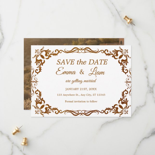 Terracotta Rustic Papel Picado – Save the Date (Front/Back In Situ)