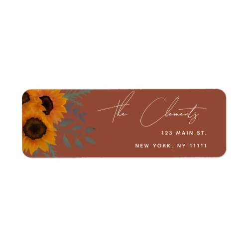 Terracotta Rustic Sunflower Return Address Label