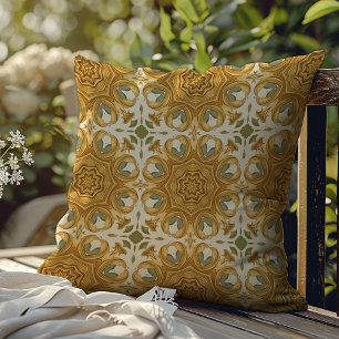 Terracotta sage art nouveau William Morris pattern Throw Pillow