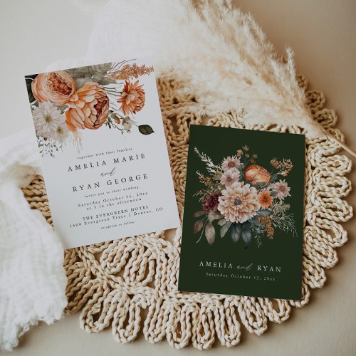 Terracotta Sage Boho Floral Wedding Invitation