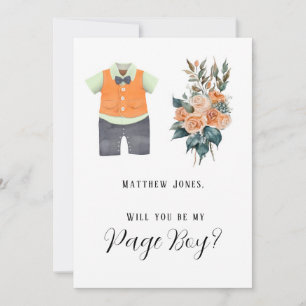 Terracotta Sage Boy Suit Will You Be My Page Boy Invitation