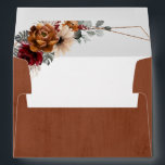 Terracotta Sage Burgundy Floral Geometric Wedding Envelope<br><div class="desc">Elegant Red Burgundy,  Terracotta ,  Orange earthy floral theme wedding Invitation envelope featuring elegant bouquet of Marsala,  Terracotta color roses peonies  and sage green eucalyptus leaves. Please contact me for any help in customization or if you need any other product with this design.</div>