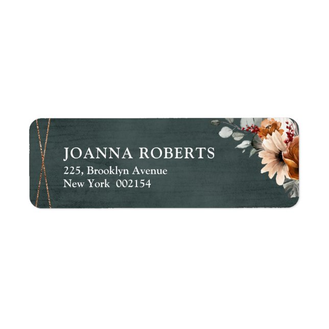 Terracotta Sage Burgundy Floral Geometric Wedding  Label (Front)