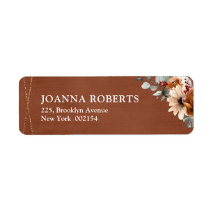 Terracotta Sage Burgundy Floral Geometric Wedding Label