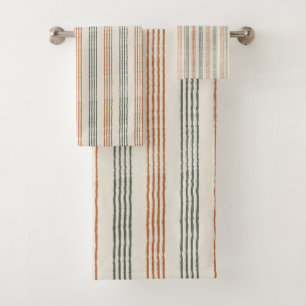 Terracotta Sage Green Modern Simple Boho Bath Towel Set
