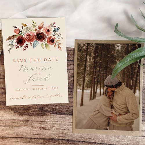  Terracotta Sage Green Wedding Floral Photo Save The Date
