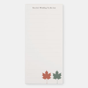 Terracotta Sage Maple Leaf Wedding To Do List Magnetic Notepad