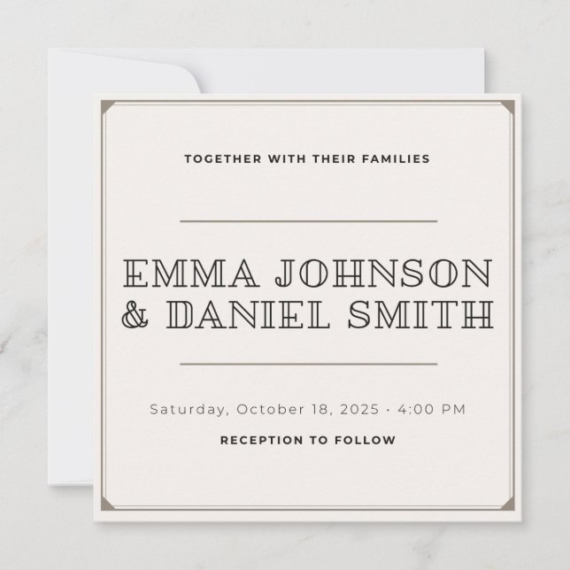 Terracotta & Sage Minimalist Wedding Invitation |  (Front)