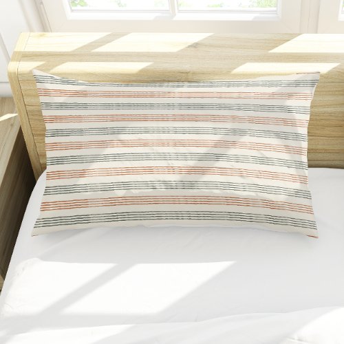 Terracotta Sage Modern Minimalist Stripe Boho  Pillow Case