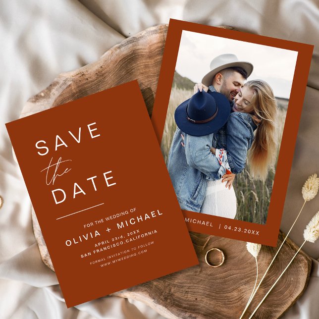 Terracotta Save the Date Photo Minimalist (Creator Uploaded)