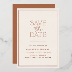 Terracotta Save The Date Rose Gold Foil Invitation
